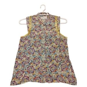 Zadig & Voltaire Deluxe‎ Women's Sequined Sleeveless Blouse Top Size M 100% Silk